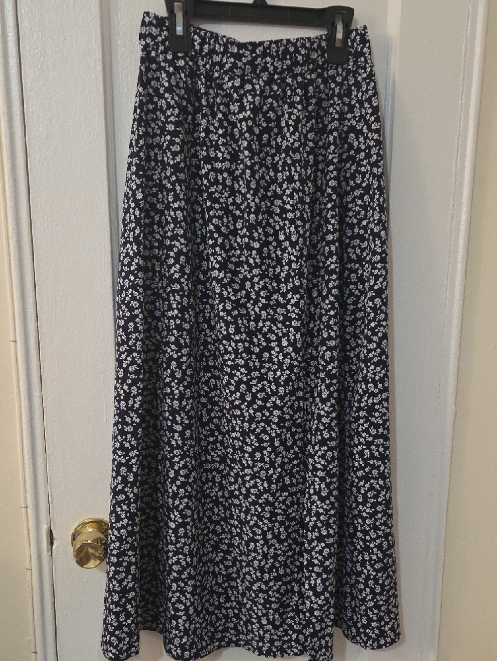 Women's Navy Blue Floral Maxi Skirt 90s Inspired Size M